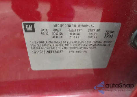 2014 Chevrolet Malibu 1Lt из США, поврежденный, VIN 1G11C5SL9EF124037